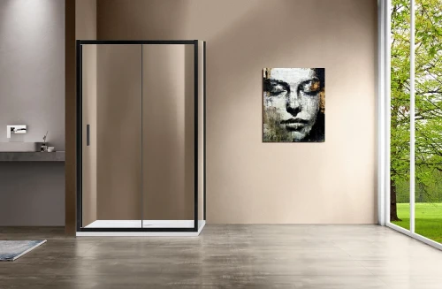 Душевой уголок Vincea Garda 150x90 VSR-1G9015CLB профиль Черный стекло прозрачное