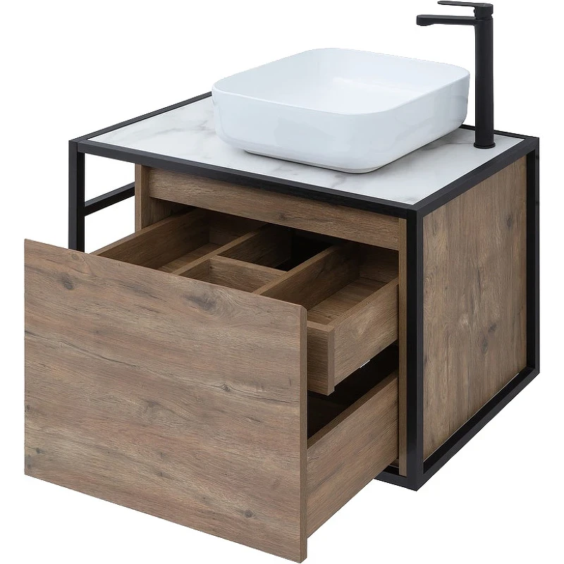 Тумба под раковину Aquanet Nova Lite Loft 75R 261657 подвесная Дуб рустикальный МДФ / ЛДСП