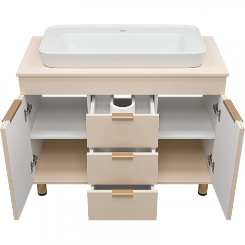 Тумба с раковиной Brevita Enfida 100 УТ000014839 Бежевая матовая МДФ / ЛДСП