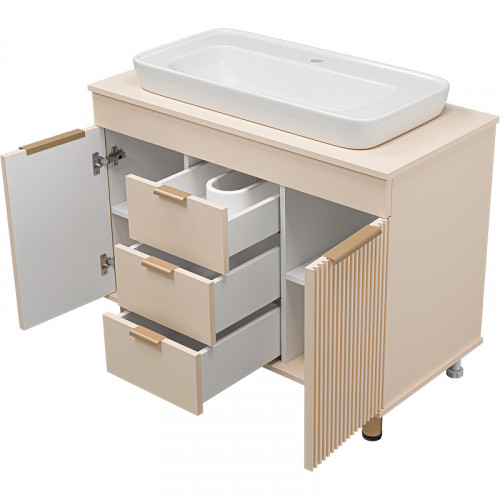 Тумба с раковиной Brevita Enfida 100 УТ000014839 Бежевая матовая МДФ / ЛДСП