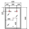 Зеркало Jorno Kvadro 60 Kvdr.02.60/W/RL с подсветкой с бесконтактным выключателем и часами
