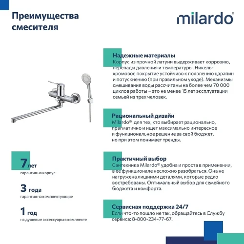 Смеситель для ванны Milardo Enjoy ENJSB00M10 универсальный Хром глянцевый