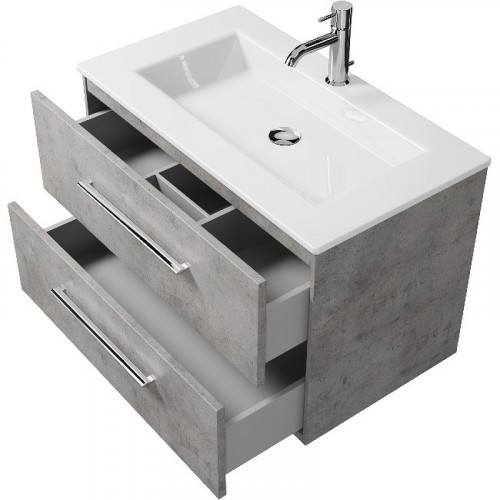 Тумба под раковину Creto Ares 80 10-1113B подвесная Серый Бетон МДФ / ЛДСП