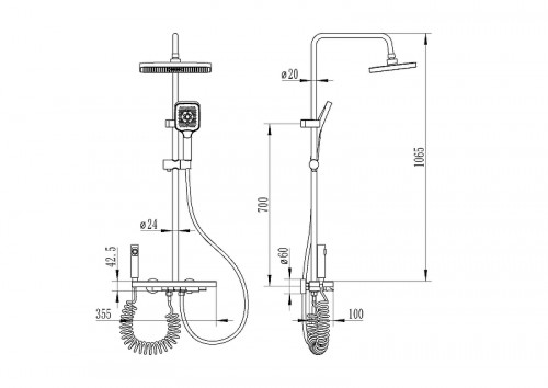 Душевая система Ceruttispa Loreto 11412 цвет Графит