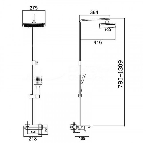Душевая система Haiba HB24818 Хром латунь на стену