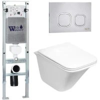 Комплект унитаза с инсталляцией WeltWasser AMBERG 350 ST + ROTBACH 004 GL-WT + AMBERG RD-MT CR 10000006569 цвет Белый глянцевый с сиденьем Микролифт и клавишей смыва цвет Хром матовый
