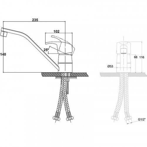 Смеситель для кухни Kaiser Leon 19300 Хром латунь