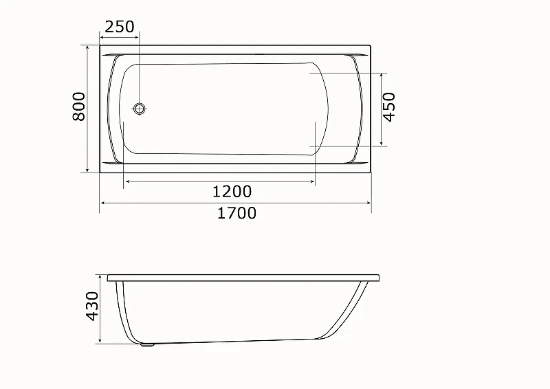 Акриловая ванна Marka One Modern 170х80 01мод1780 цвет Белый