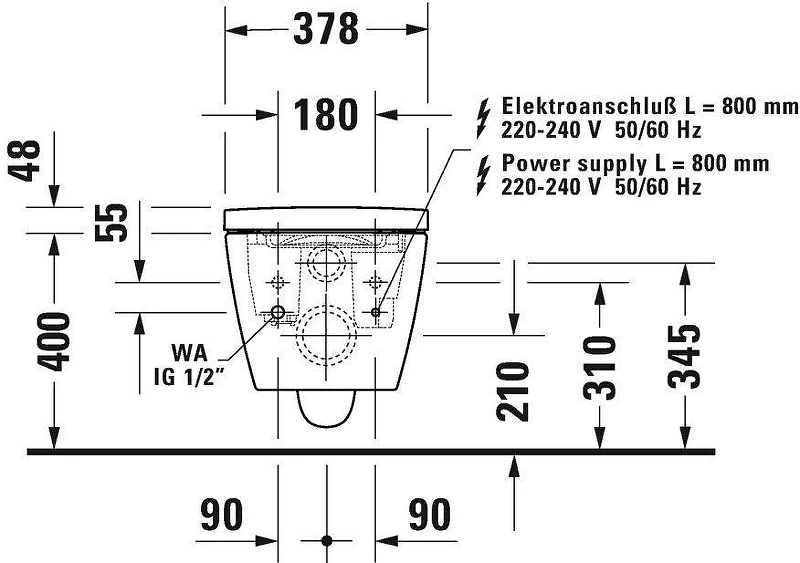 Унитаз подвесной Duravit ME by Starck 2510092096 цвет Белый без сиденья