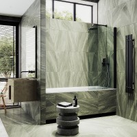 Шторка на ванну Maybah Glass MGV-600-6 800x1400 поворотная на монопетле Черный стекло прозрачное