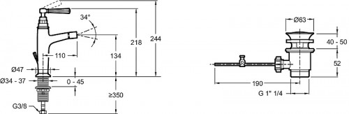 Смеситель для биде Jacob Delafon Cleo 1889 E24310-CP Хром латунь