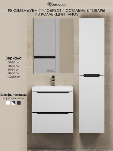 Тумба под раковину Uperwood Tanos 50 2930205149 подвесная цвет Белый матовый Графит матовый
