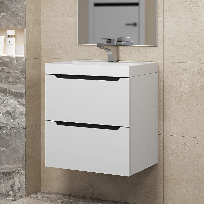 Тумба под раковину Uperwood Tanos 50 2930205149 подвесная цвет Белый матовый Графит матовый