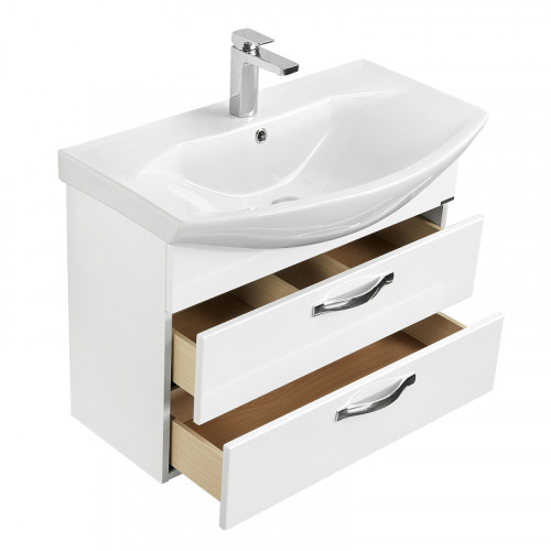 Тумба под раковину Aquaton Ария 80 М 1A140801AA010 подвесная Белая МДФ / ЛДСП