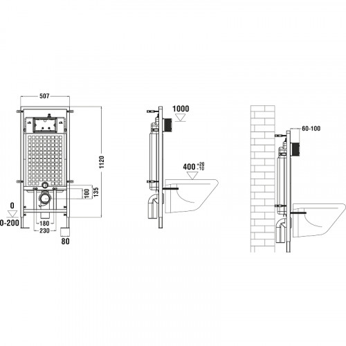 Инсталляция WeltWasser WW Marberg 507 SE BL 10000011216 для унитаза с Черной матовой клавишей смыва пластик