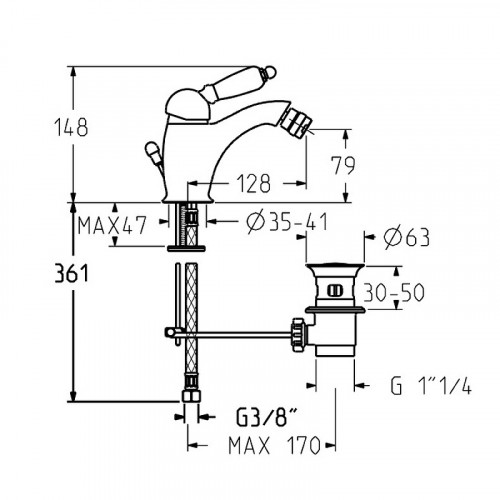 Смеситель для биде Gattoni Orta 2756/27D0 OLD Золото 24 карат латунь