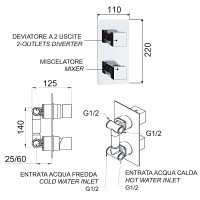 Смеситель для душа Remer SQ3 S923 Хром латунь встраиваемый