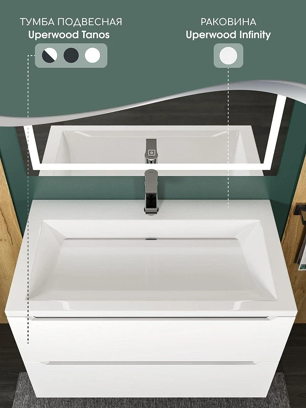 Раковина Uperwood Infinity 80 RInfinity80wg цвет Белый глянцевый