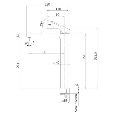 Смеситель для раковины Remer Absolute AU10L Хром латунь