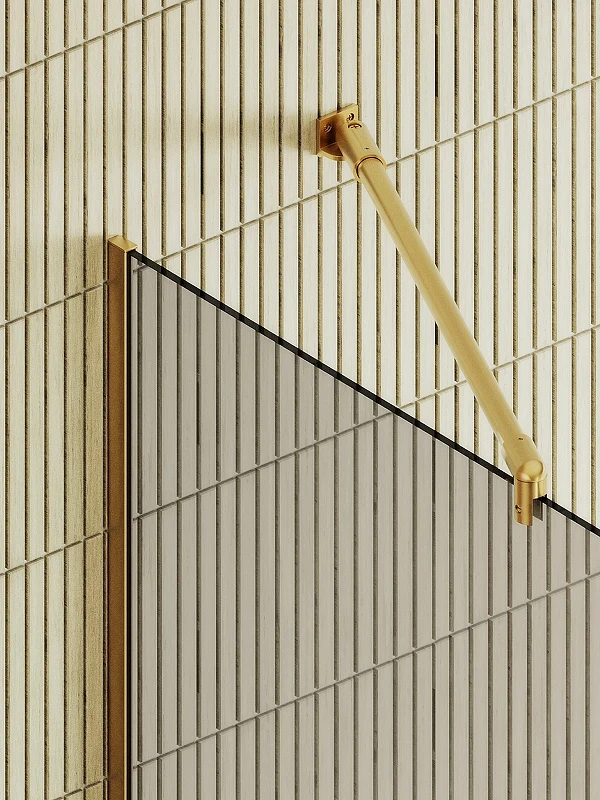 Душевая перегородка Maybah Glass MGD-721-3у 690x1950 в узком профиле Золото стекло бронзовое