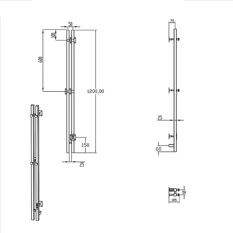 Электрический полотенцесушитель Mixline Moon 120х10 557214 с крючками цвет Хром матовый