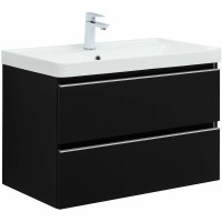 Тумба под раковину Aquanet Вега 80 329597 подвесная Черная матовая МДФ / ЛДСП