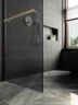 Душевая перегородка Maybah Glass MGD-712-5ш 1090x1950 в широком профиле Хром матовый стекло графитовое матовое