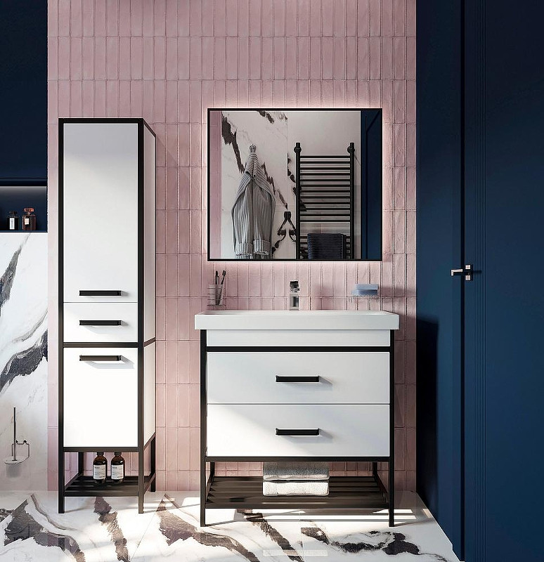 Зеркало DIWO Элиста 80 ЗЛП1734 с подсветкой цвет Черный с бесконтактным выключателем