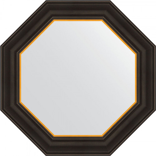 Зеркало Evoform Octagon 54х54 BY 3874 в багетной раме - Черное дерево с золотом 71 мм