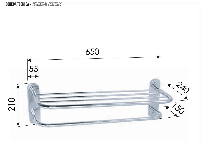 Полка для полотенец Remer RB470CR цвет Хром