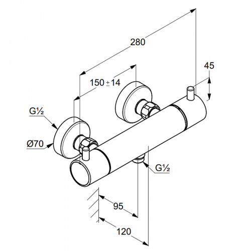Смеситель для душа Kludi Bozz 352033938 с термостатом Черный матовый латунь на стену