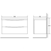 Тумба под раковину BelBagno Marino 90 MARINO-900-2C-SO-RG-P подвесная Rovere Grigio МДФ / ЛДСП