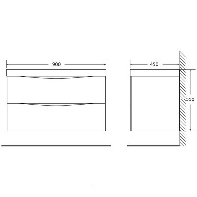 Тумба под раковину BelBagno Marino 90 MARINO-900-2C-SO-RG-P подвесная Rovere Grigio МДФ / ЛДСП