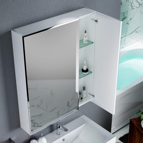 Зеркальный шкаф 1MarKa Соната 75 Белый глянцевый МДФ / ЛДСП, стекло