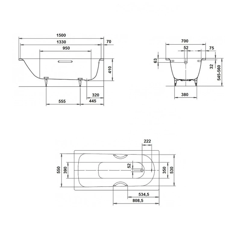 Стальная ванна Kaldewei Saniform Plus 361-1 150x70 111600013001 с покрытием Easy-clean