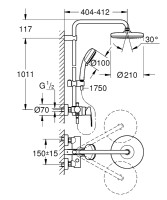 Душевая система Grohe Tempesta Cosmopolitan 26224001 Хром латунь на стену