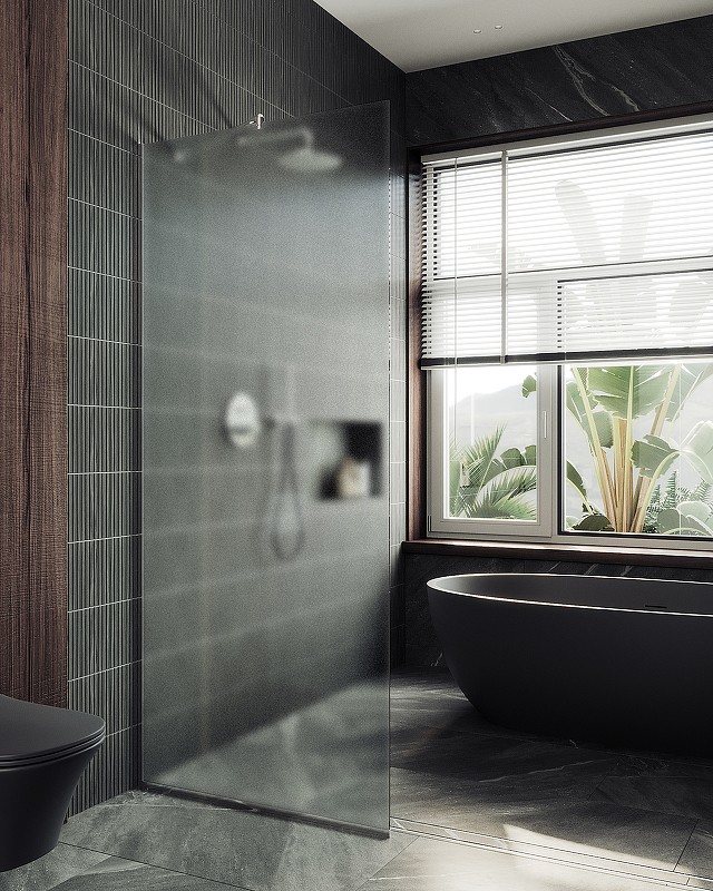 Душевая перегородка Maybah Glass MGD-700-5у 790x1950 в узком профиле Хром матовый стекло сатиновое