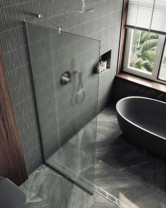 Душевая перегородка Maybah Glass MGD-700-5у 790x1950 в узком профиле Хром матовый стекло сатиновое