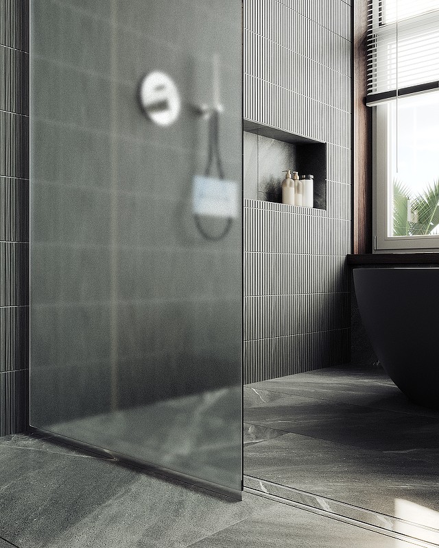 Душевая перегородка Maybah Glass MGD-700-5у 790x1950 в узком профиле Хром матовый стекло сатиновое