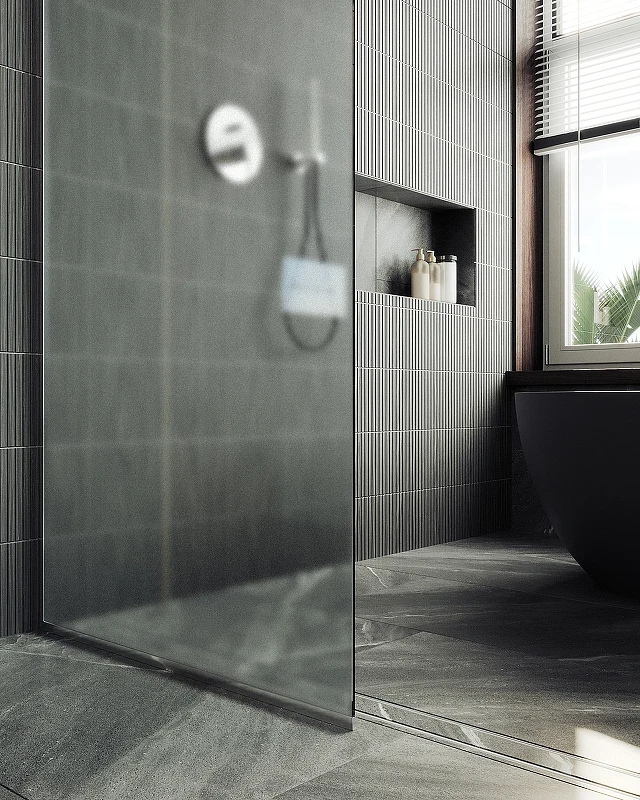 Душевая перегородка Maybah Glass MGD-700-5у 790x1950 в узком профиле Хром матовый стекло сатиновое