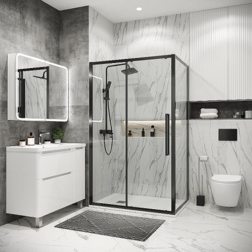 Душевой уголок Grossman Cosmo 130х80 120.K33.02.1380.42.00 профиль Графит сатин стекло прозрачное