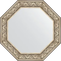 Зеркало Evoform Octagon 80х80 BY 3849 в багетной раме - Барокко серебро 106 мм стекло