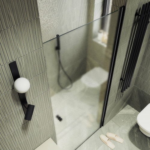 Душевая дверь Maybah Glass MGD-814-6 900x1980 на монопетле Черный стекло сатиновое