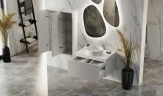 Тумба под раковину Jorno Stone 80 Stn.01.80/P/W/JR подвесная Белая МДФ / ЛДСП