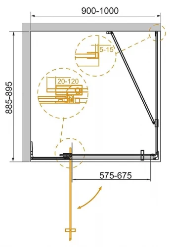 Душевой уголок Cezares Slider 100x90SLIDER-AH-1-90-90/100-GRIGIO-BORO профиль цвет Брашированное золото стекло серое