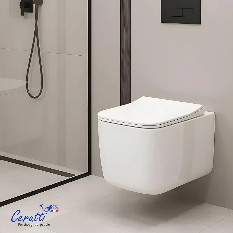Унитаз подвесной Ceruttispa Тацито (Tacito) Aria Tornado CT12033 12033 цвет Белый с сиденьем Микролифт