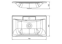 Раковина Florentina Прима 75 10.010.00750.001 Белая искусственный камень (литьевой мрамор) полувстраиваемая