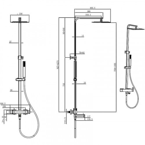 Душевая система Allen Brau Infinity 5.21029-31 Черная матовая латунь на стену