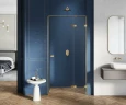 Душевая дверь New Trendy Avexa Gold 140 R EXK-1727 профиль Брашированное золото стекло прозрачное
