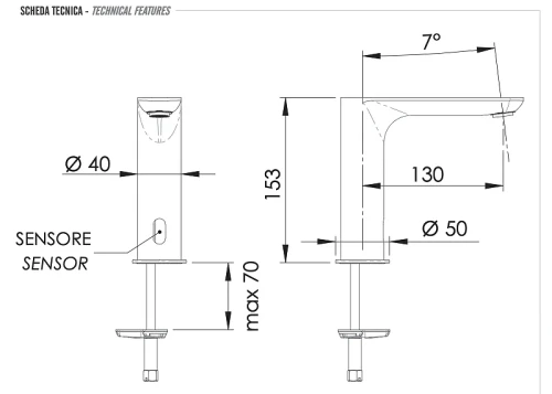 Смеситель для раковины Remer Sensor SE17I цвет Хром